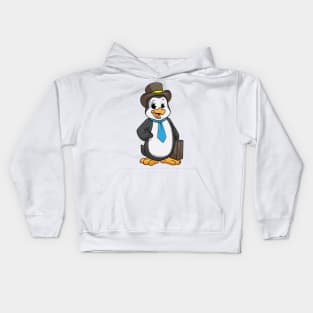 Penguin as entrepreneur with a briefcase Kids Hoodie